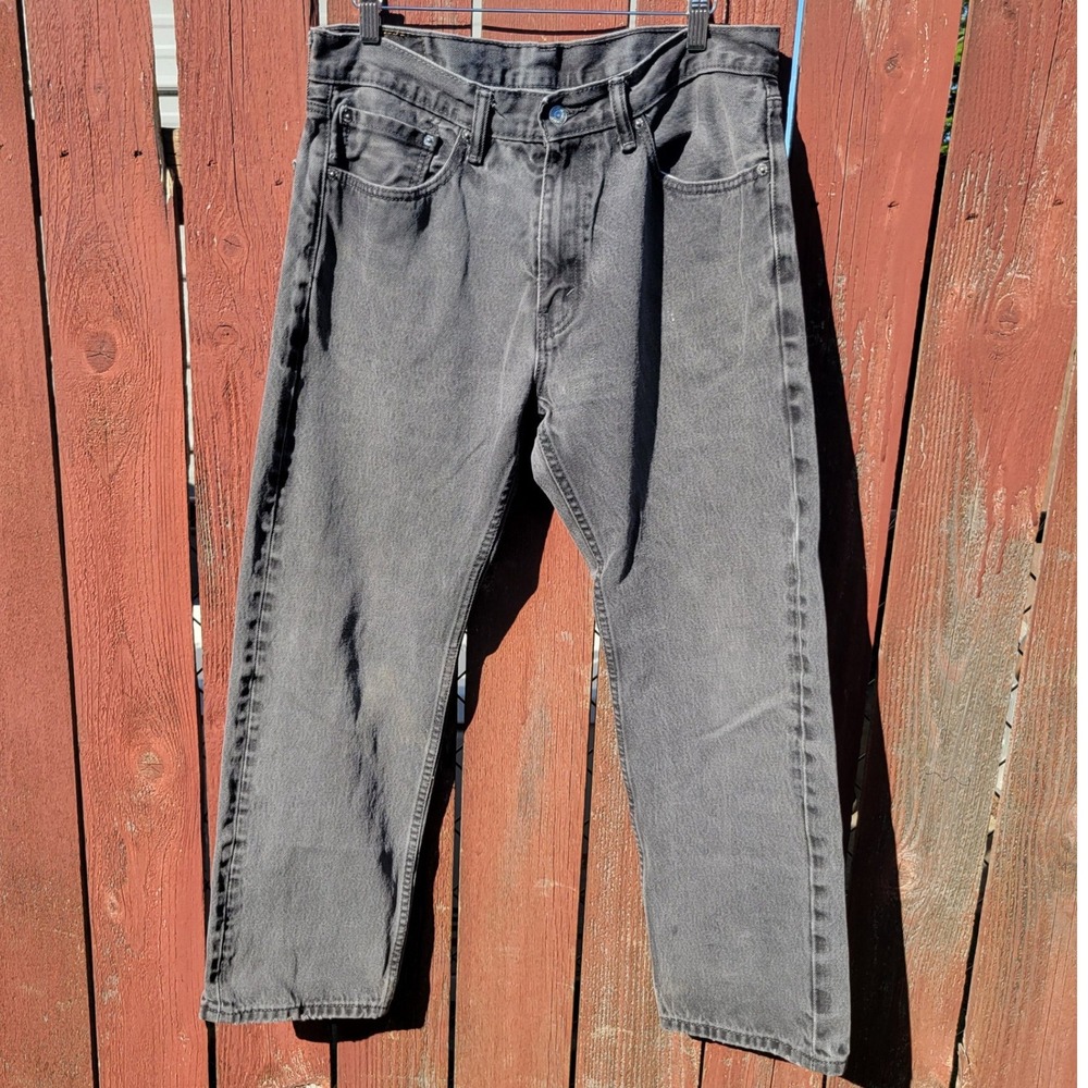 Levis 505 Regular Fit Jeans Mens 34x28 (Actual) Black Straight Leg Denim Pants